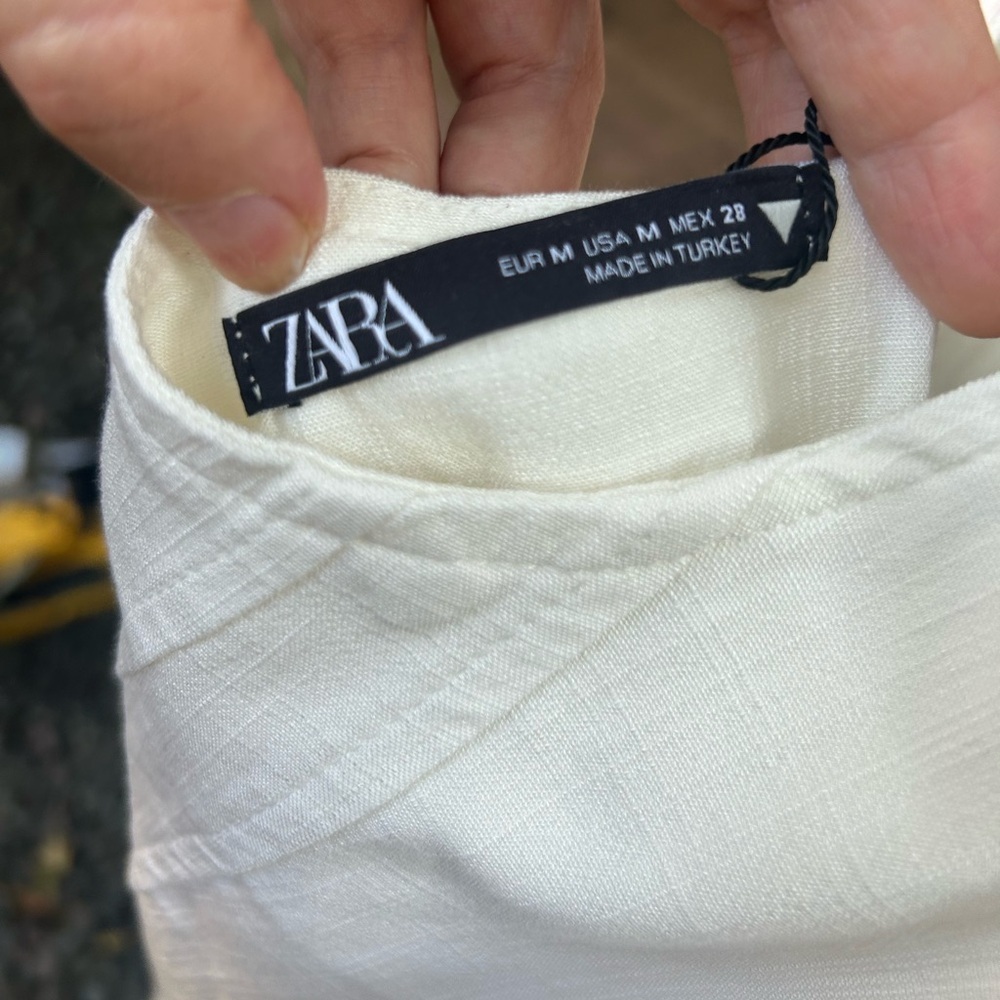 NWT Zara Woman's Textured Dress Off-White - Picture 8 of 10
